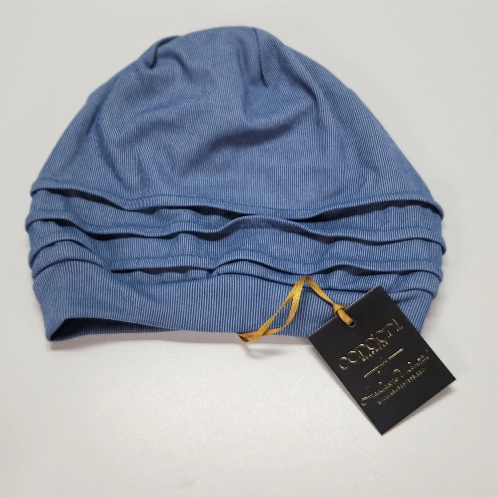 Cardani Slouchy Snood Turban Women One Size Blue New Ribbed Knit HA-90005-DNM